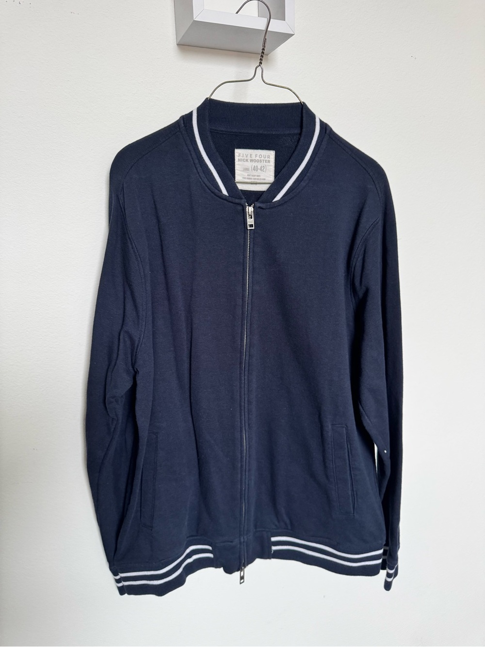 Five Four Navy Jacket with White Stripe Trim